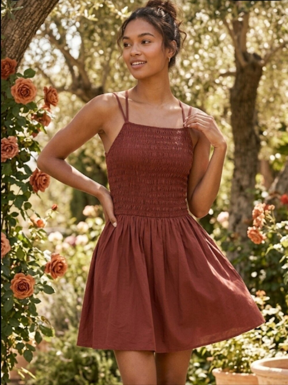 Smocked Strap Rust Red Sundress